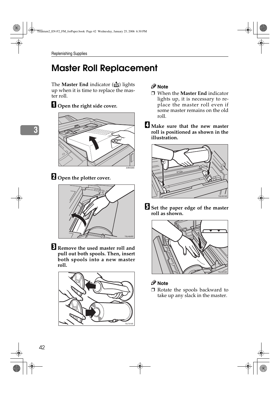 Master roll replacement, 3master roll replacement | Ricoh PRIPORT JP730 User Manual | Page 130 / 171