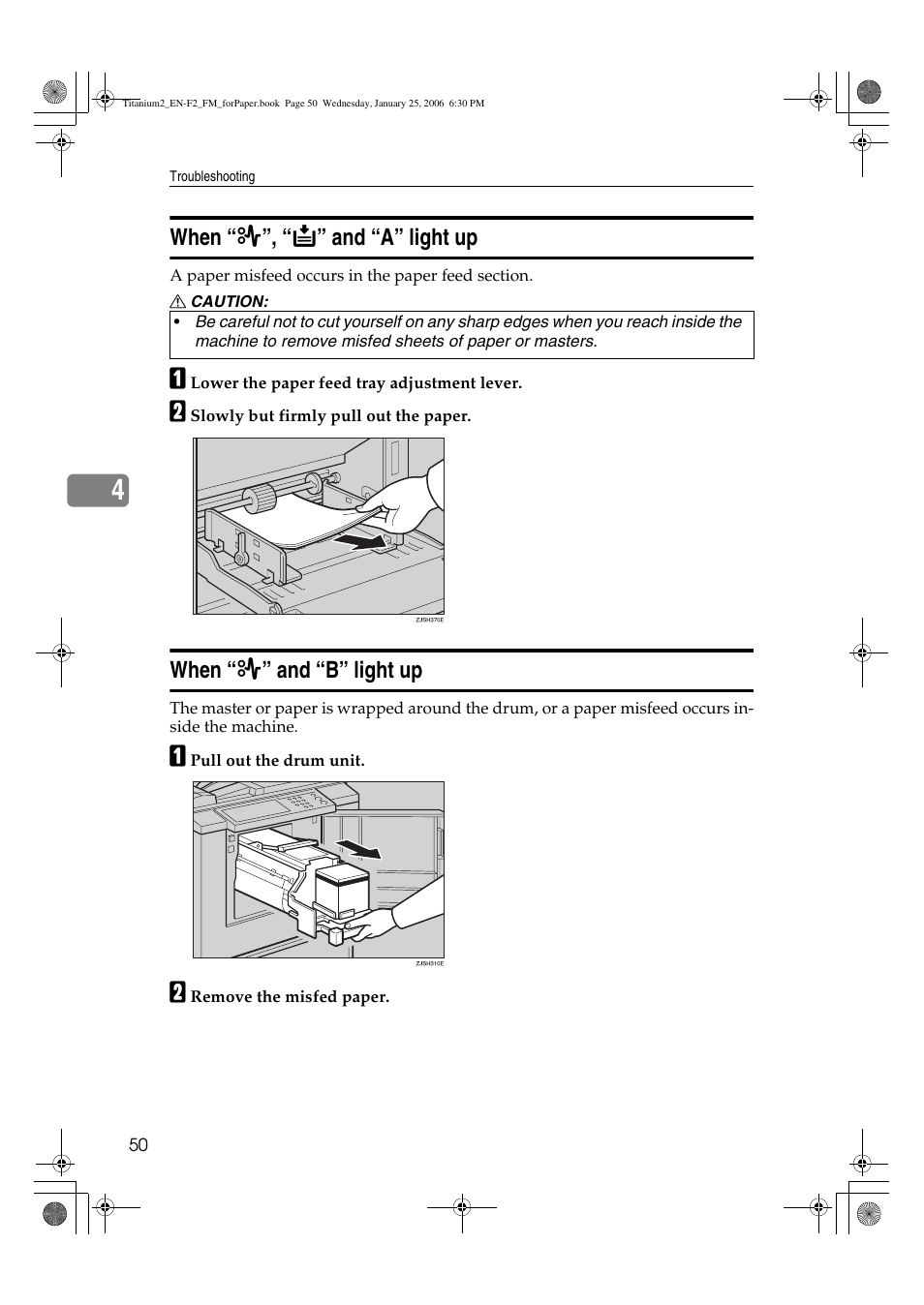 When “a” light up, When “b” light up | Ricoh PRIPORT JP730 User Manual | Page 138 / 171