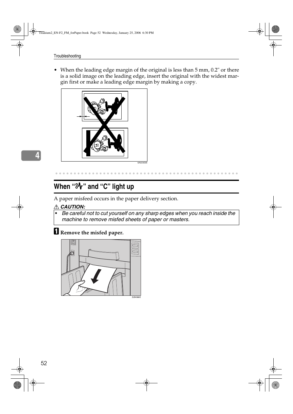 When “c” light up, When “ x ” and “c” light up | Ricoh PRIPORT JP730 User Manual | Page 140 / 171