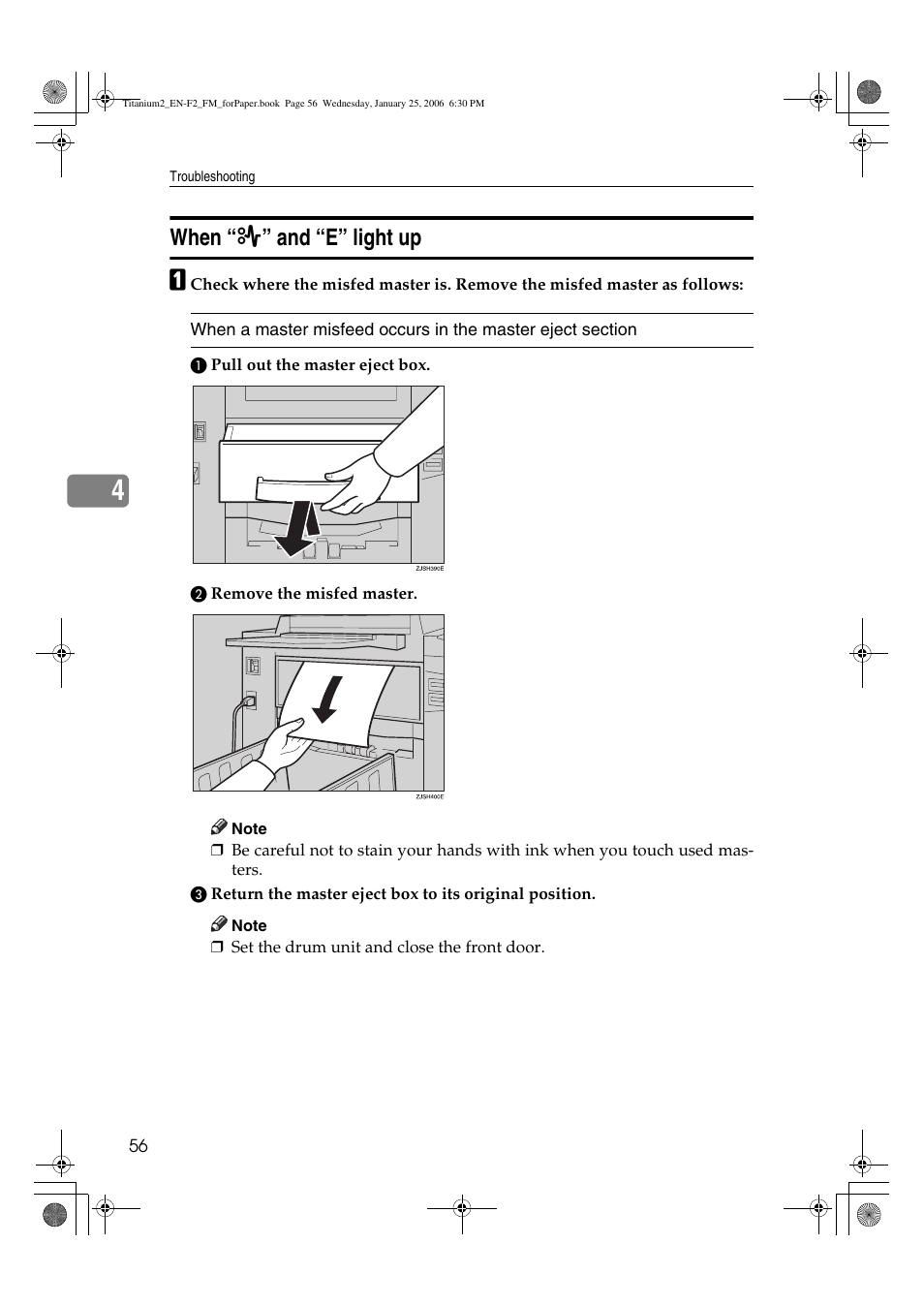 When “e” light up, When “ x ” and “e” light up | Ricoh PRIPORT JP730 User Manual | Page 144 / 171