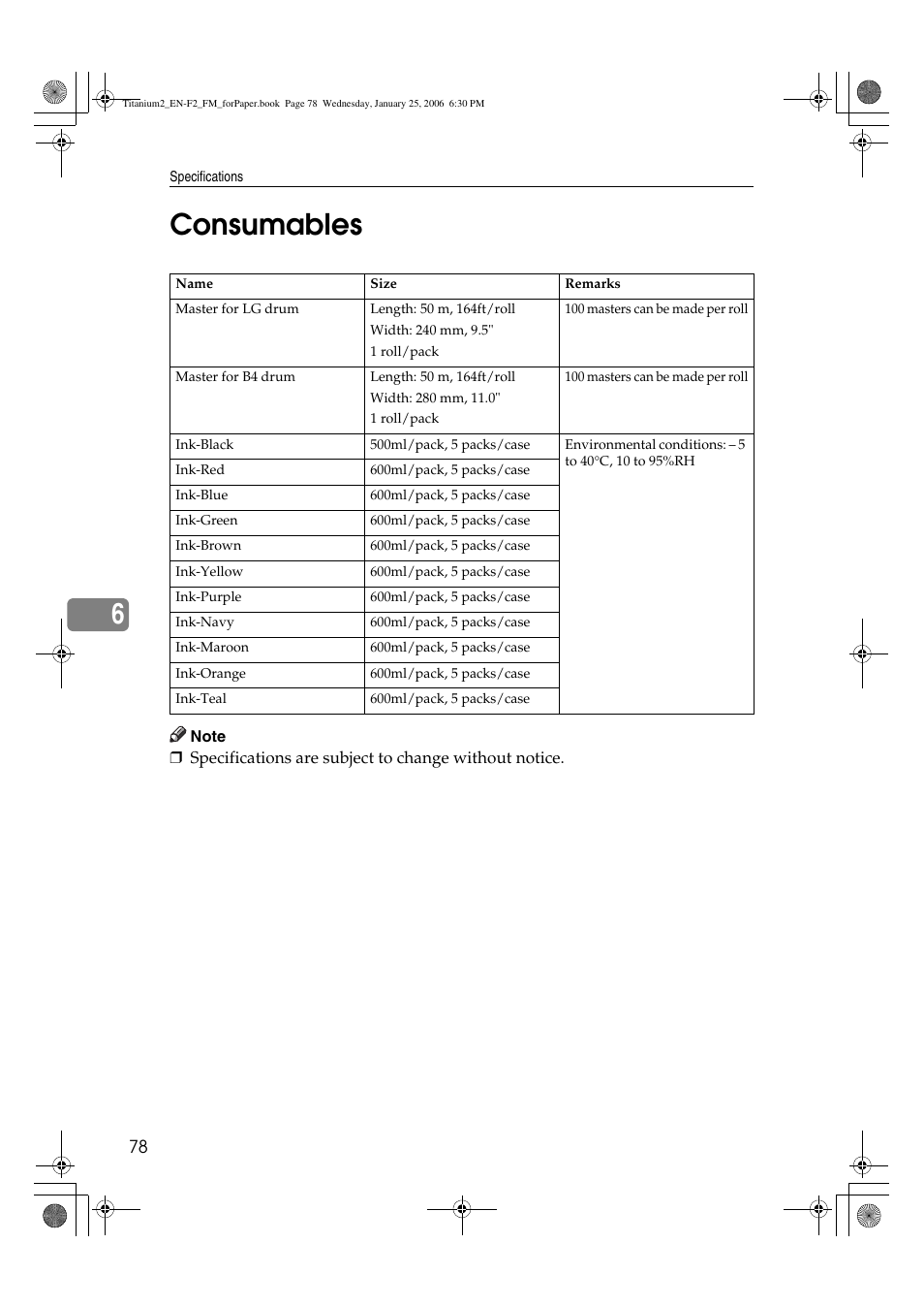 Consumables, 6consumables | Ricoh PRIPORT JP730 User Manual | Page 166 / 171