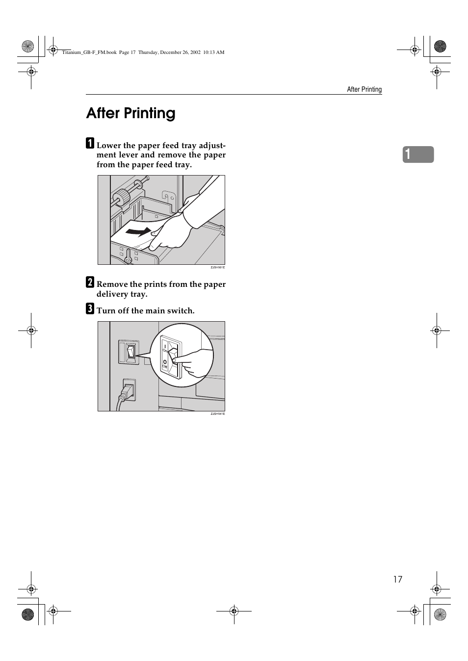 After printing, 1after printing | Ricoh PRIPORT JP730 User Manual | Page 23 / 171