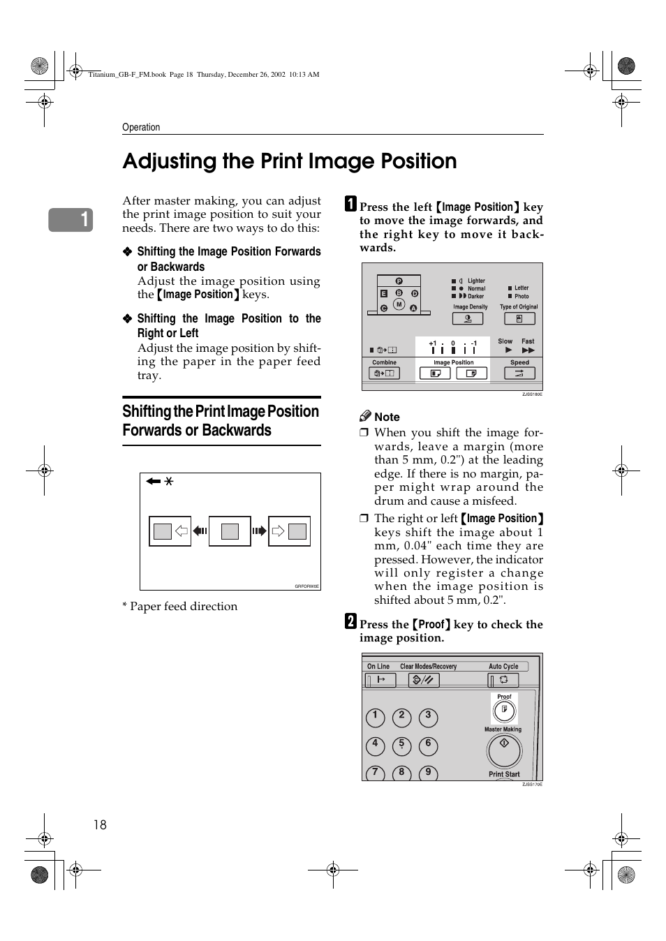 Adjusting the print image position, 1adjusting the print image position | Ricoh PRIPORT JP730 User Manual | Page 24 / 171