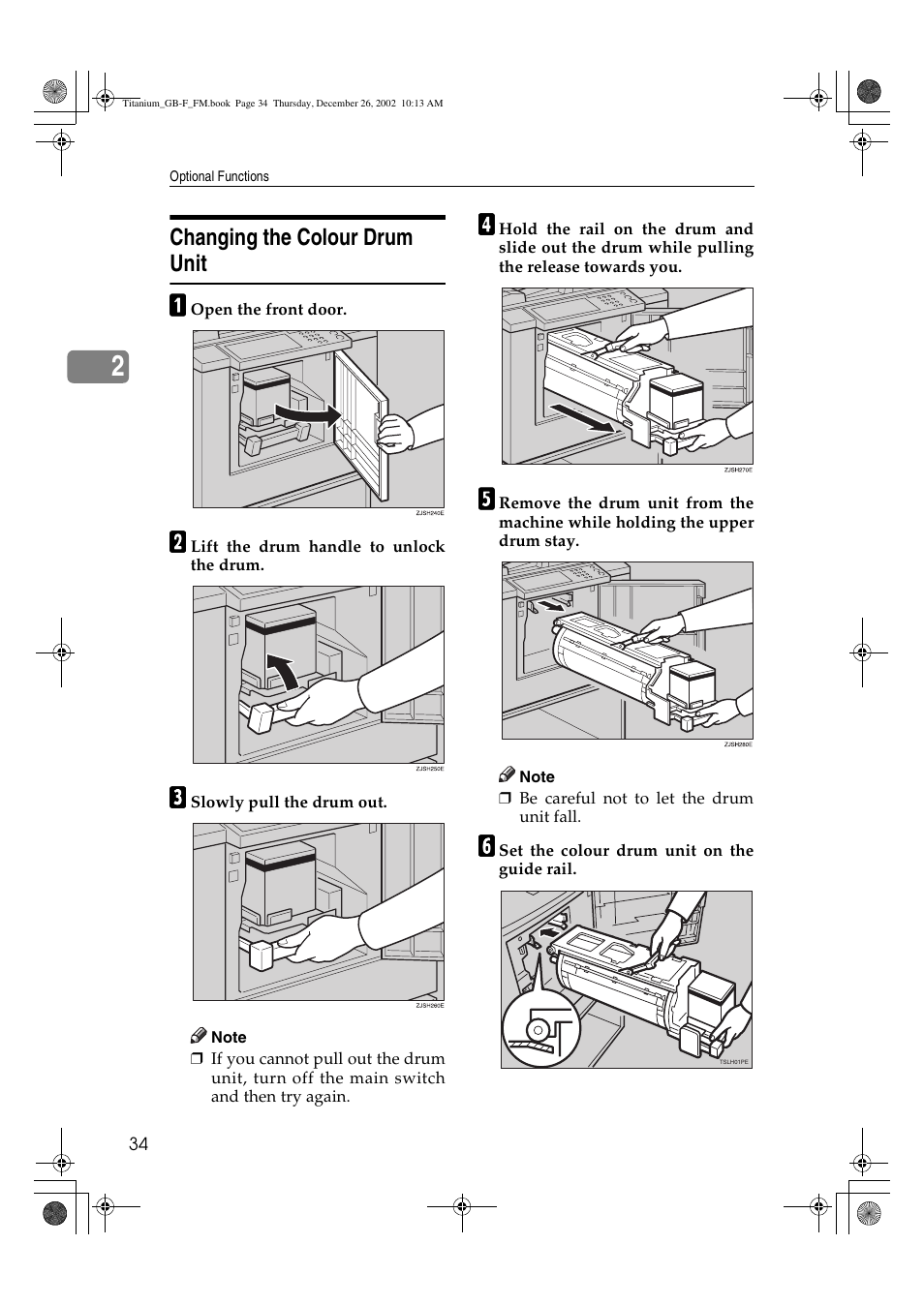 Changing the colour drum unit | Ricoh PRIPORT JP730 User Manual | Page 40 / 171