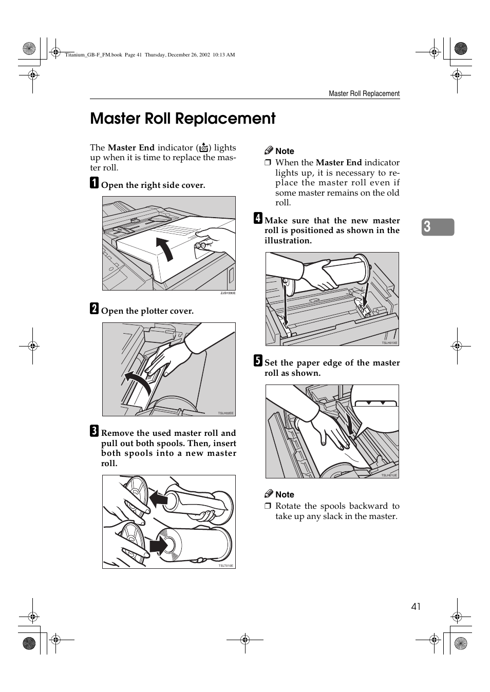 Master roll replacement, 3master roll replacement | Ricoh PRIPORT JP730 User Manual | Page 47 / 171