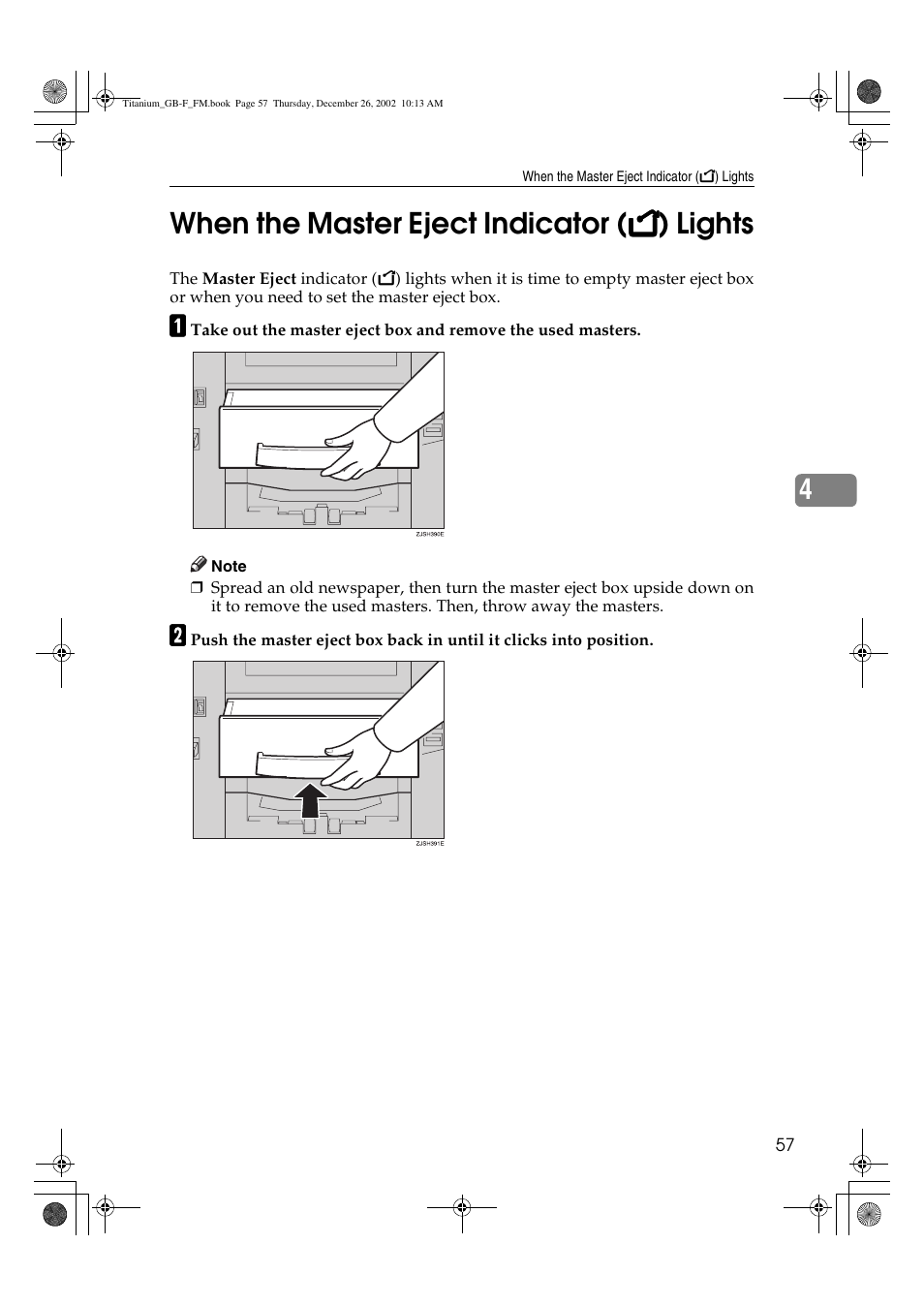 When the master eject indicator, Lights | Ricoh PRIPORT JP730 User Manual | Page 63 / 171