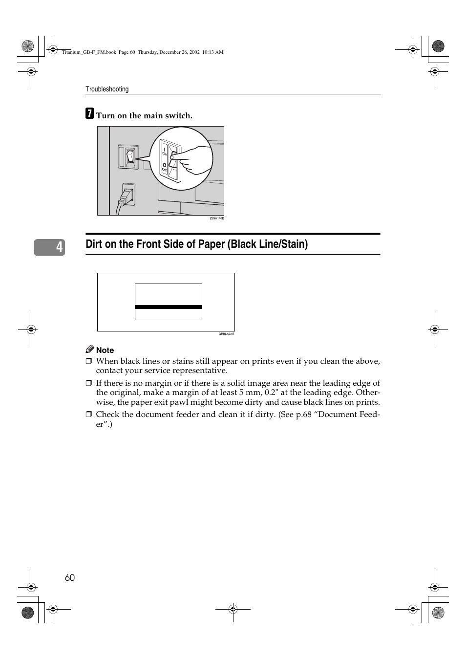 Dirt on the front side of paper (black line/stain) | Ricoh PRIPORT JP730 User Manual | Page 66 / 171