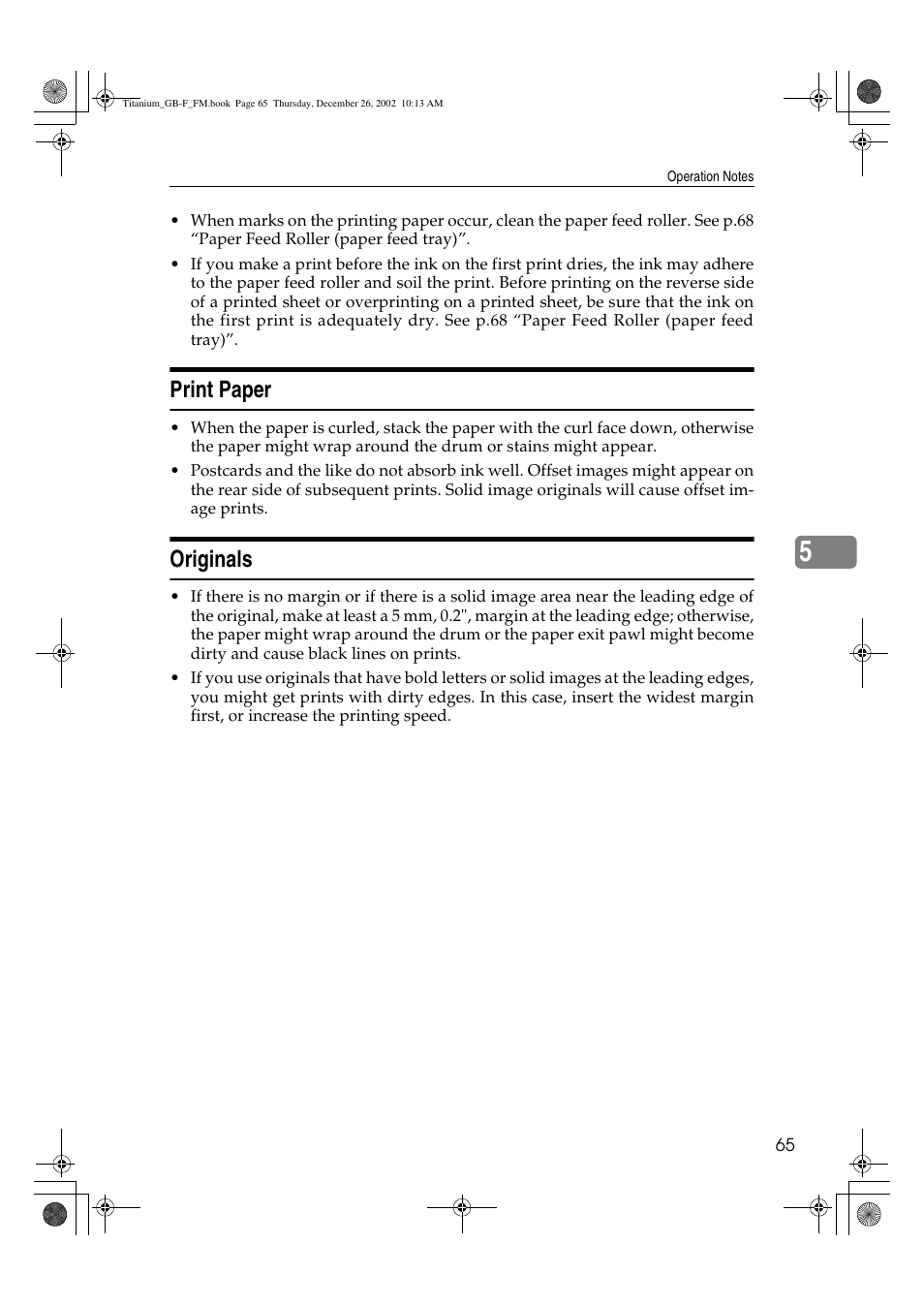 Print paper, Originals | Ricoh PRIPORT JP730 User Manual | Page 71 / 171