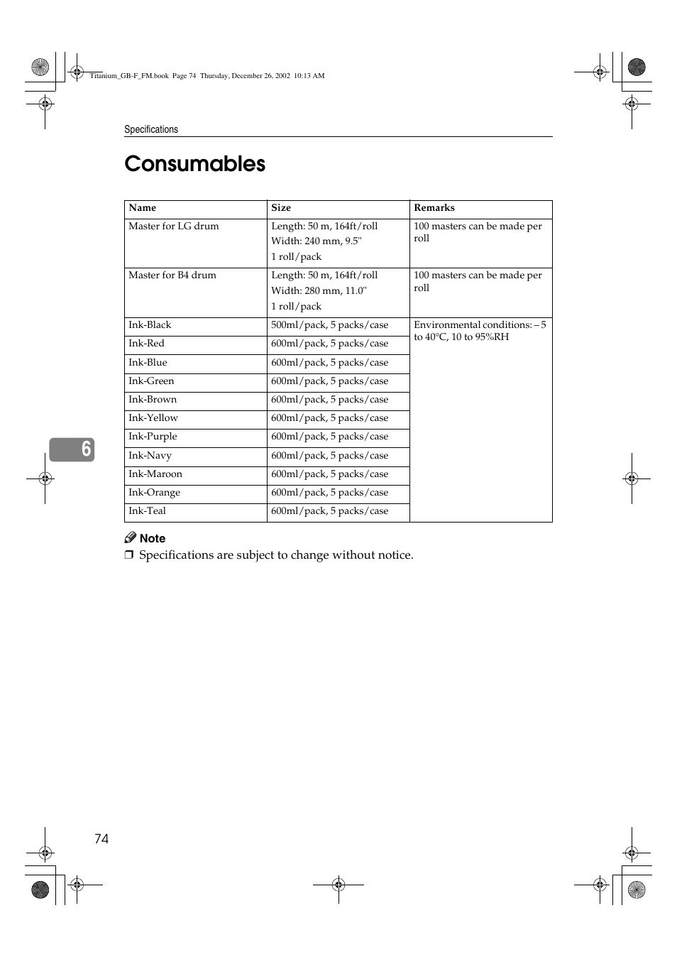Consumables, 6consumables | Ricoh PRIPORT JP730 User Manual | Page 80 / 171