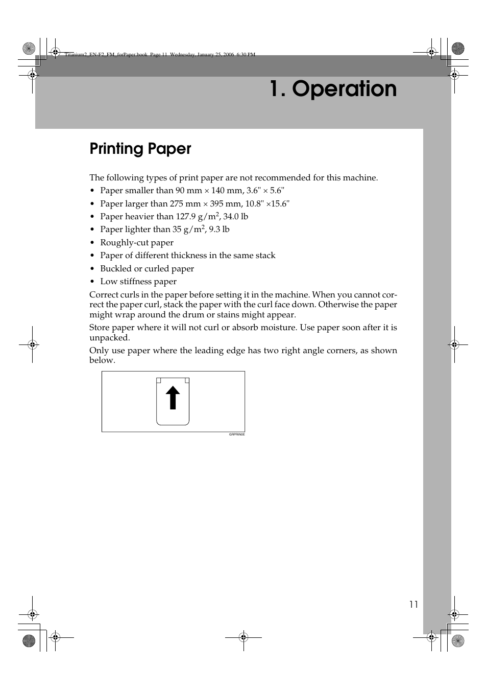 Operation, Printing paper | Ricoh PRIPORT JP730 User Manual | Page 99 / 171