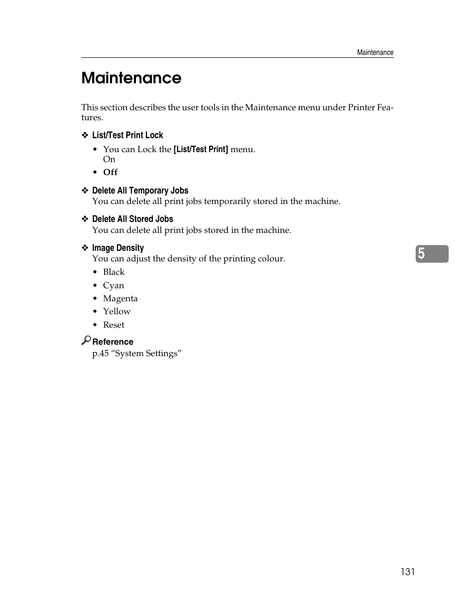 Maintenance, 5maintenance | Ricoh Aficio ISC 615G User Manual | Page 139 / 318