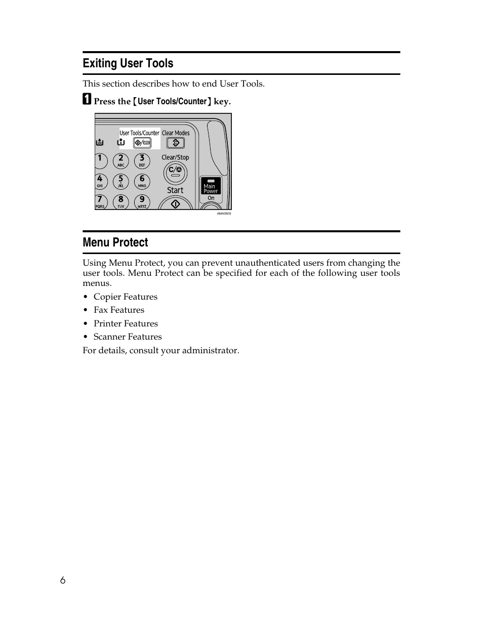 Exiting user tools, Menu protect, Exiting user tools menu protect | Ricoh Aficio ISC 615G User Manual | Page 14 / 318