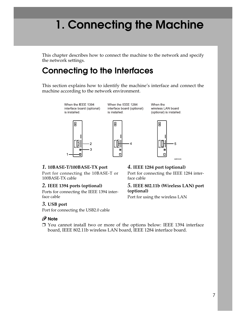 Connecting the machine, Connecting to the interfaces | Ricoh Aficio ISC 615G User Manual | Page 15 / 318