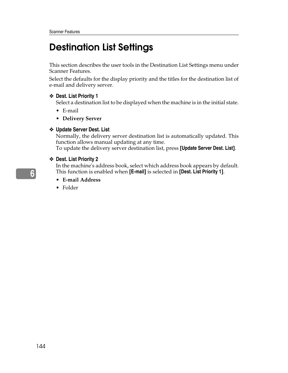 Destination list settings, 6destination list settings | Ricoh Aficio ISC 615G User Manual | Page 152 / 318