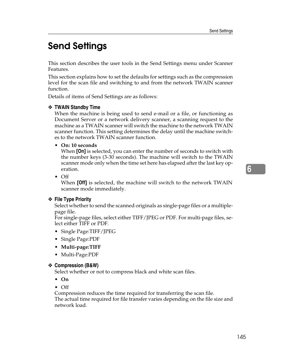 Send settings, 6send settings | Ricoh Aficio ISC 615G User Manual | Page 153 / 318