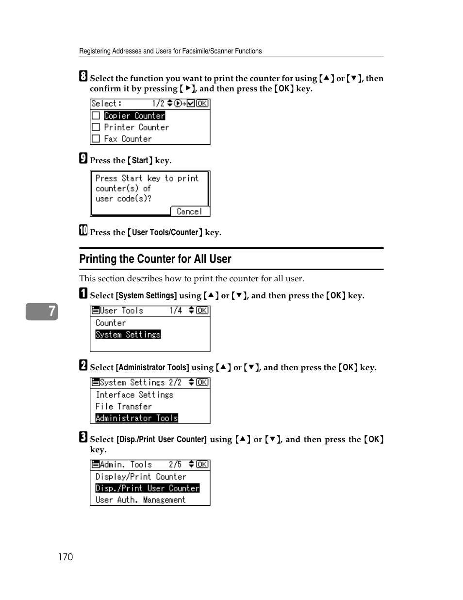 Printing the counter for all user | Ricoh Aficio ISC 615G User Manual | Page 178 / 318