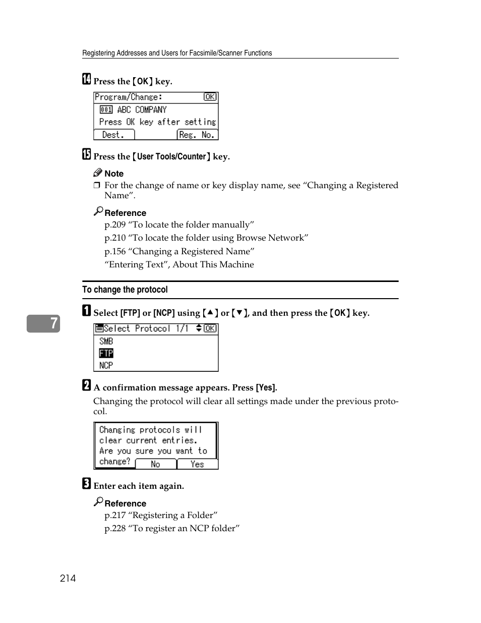 To change the protocol | Ricoh Aficio ISC 615G User Manual | Page 222 / 318