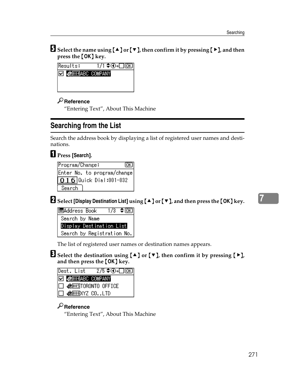 Searching from the list | Ricoh Aficio ISC 615G User Manual | Page 279 / 318