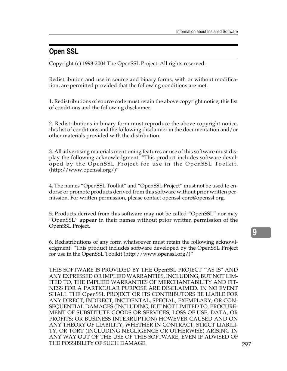 Open ssl | Ricoh Aficio ISC 615G User Manual | Page 305 / 318