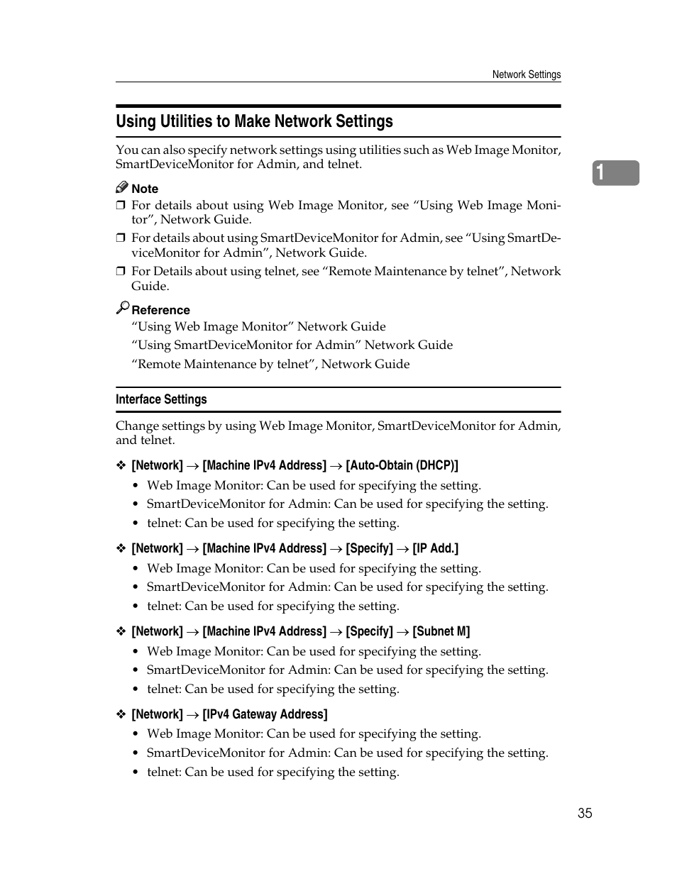 Using utilities to make network settings, Interface settings | Ricoh Aficio ISC 615G User Manual | Page 43 / 318