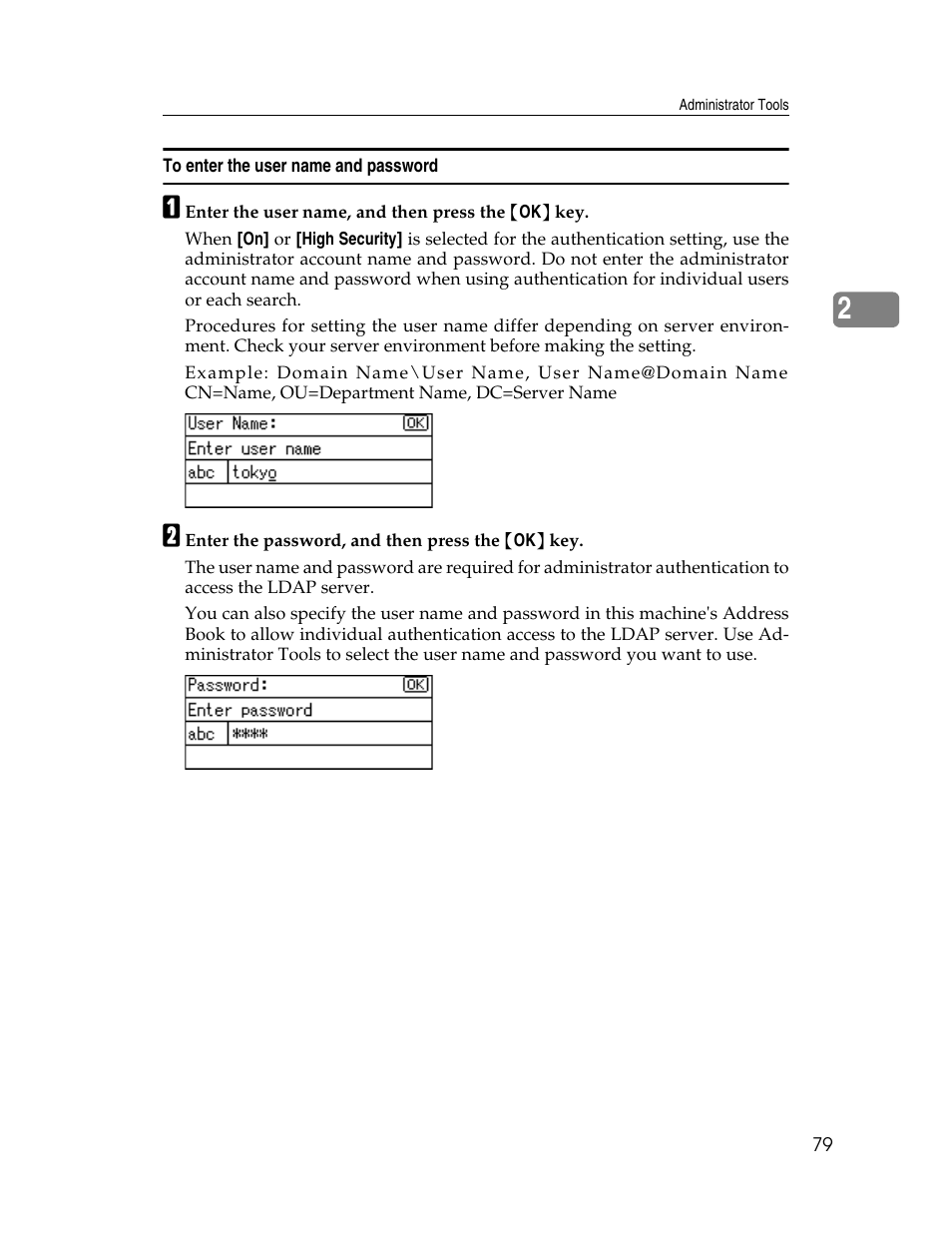 To enter the user name and password | Ricoh Aficio ISC 615G User Manual | Page 87 / 318