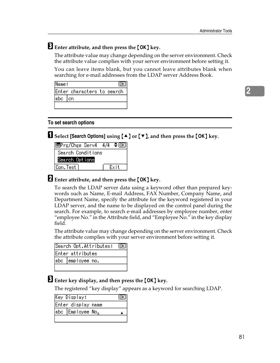 To set search options | Ricoh Aficio ISC 615G User Manual | Page 89 / 318