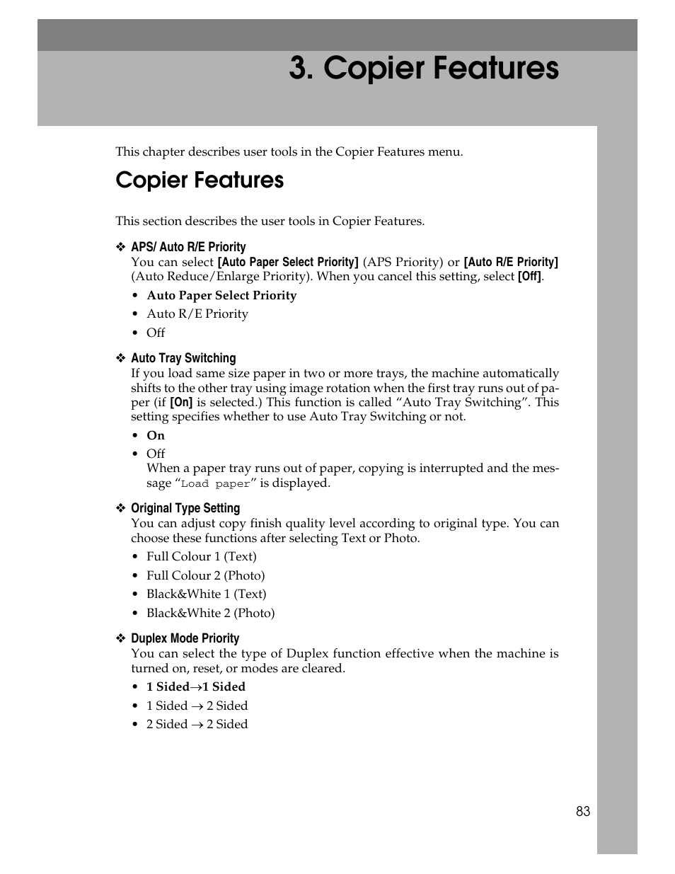 Copier features | Ricoh Aficio ISC 615G User Manual | Page 91 / 318