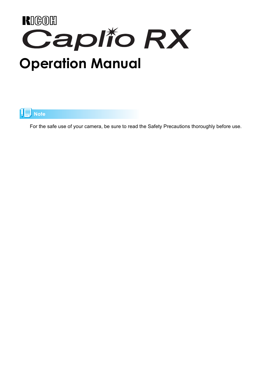 Ricoh Caplio RX User Manual | 183 pages