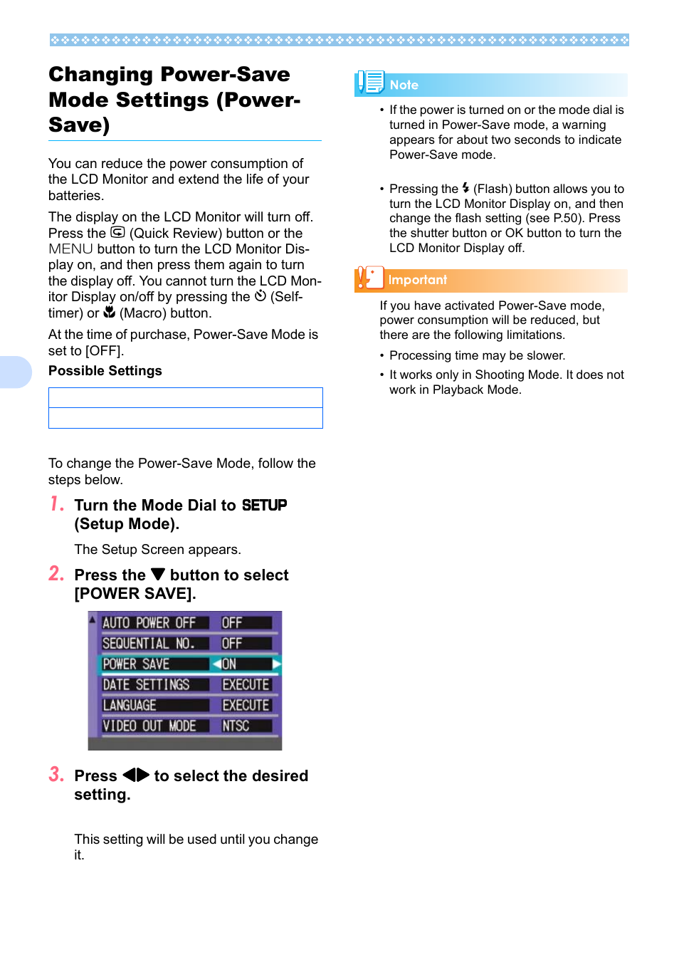 Changing power-save mode settings (power- save), Changing power-save mode settings (power-save), P.110 | Ee p.110), 7changing power-save mode settings (power- save) | Ricoh Caplio RX User Manual | Page 110 / 183