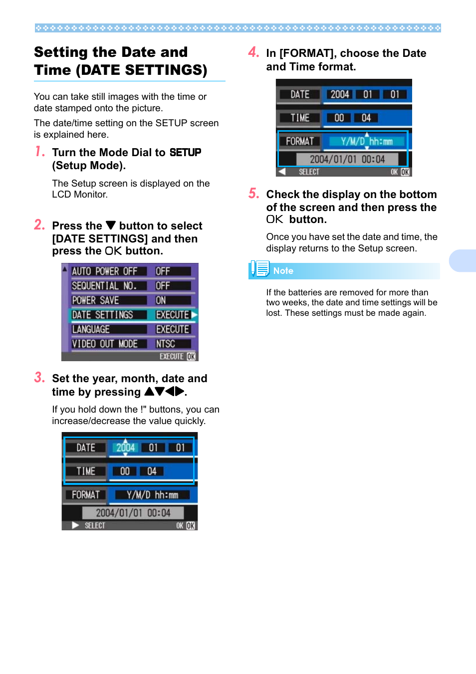 Setting the date and time (date settings), Setting the date and time (date settings) . 111, E, see p.111 | P.111, 7setting the date and time (date settings) | Ricoh Caplio RX User Manual | Page 111 / 183