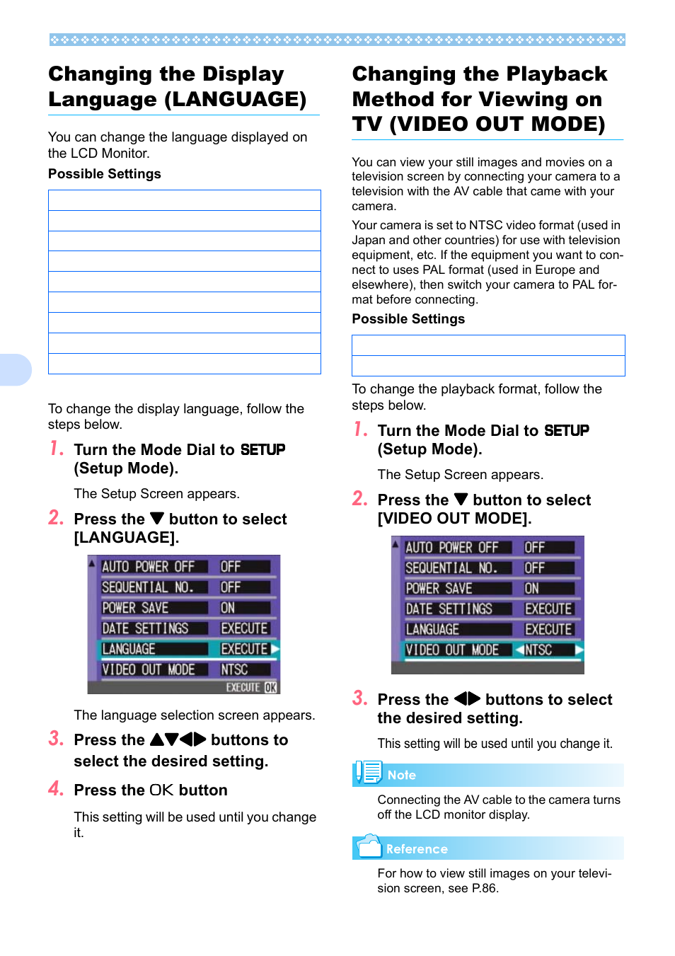 Changing the display language (language), Changing the display language (language). 112, P.112 | 7changing the display language (language) | Ricoh Caplio RX User Manual | Page 112 / 183