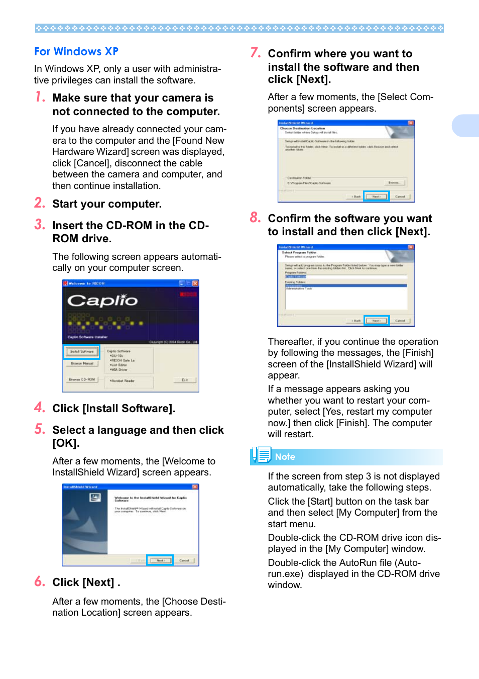 For windows xp, P.119 | Ricoh Caplio RX User Manual | Page 119 / 183