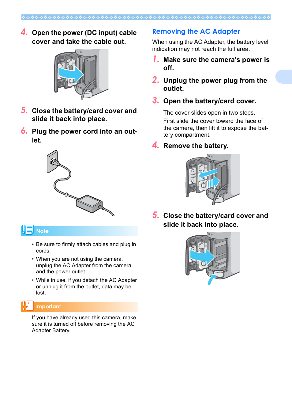 Removing the ac adapter | Ricoh Caplio RX User Manual | Page 15 / 183