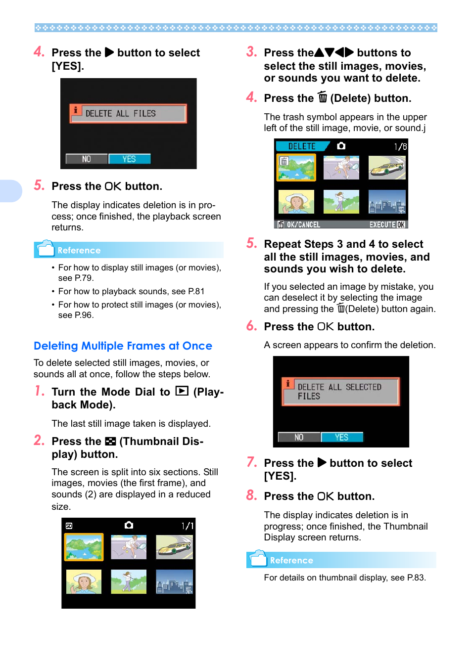 Deleting multiple frames at once | Ricoh Caplio RX User Manual | Page 88 / 183