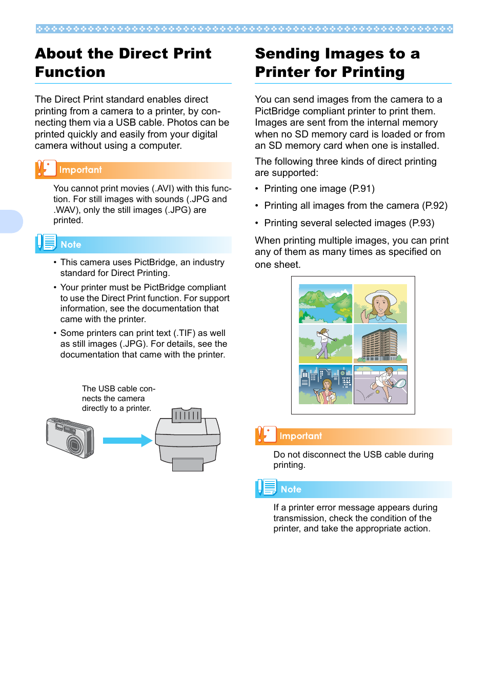 About the direct print function, Sending images to a printer for printing, 5about the direct print function | Ricoh Caplio RX User Manual | Page 90 / 183