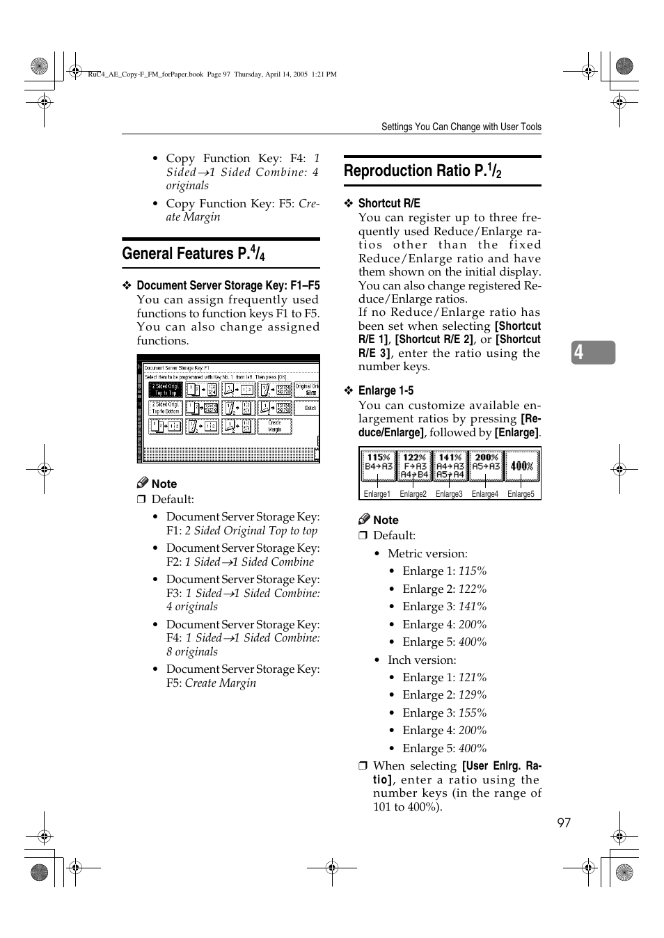 General features p, Reproduction ratio p | Ricoh Aficio 3025 User Manual | Page 107 / 136