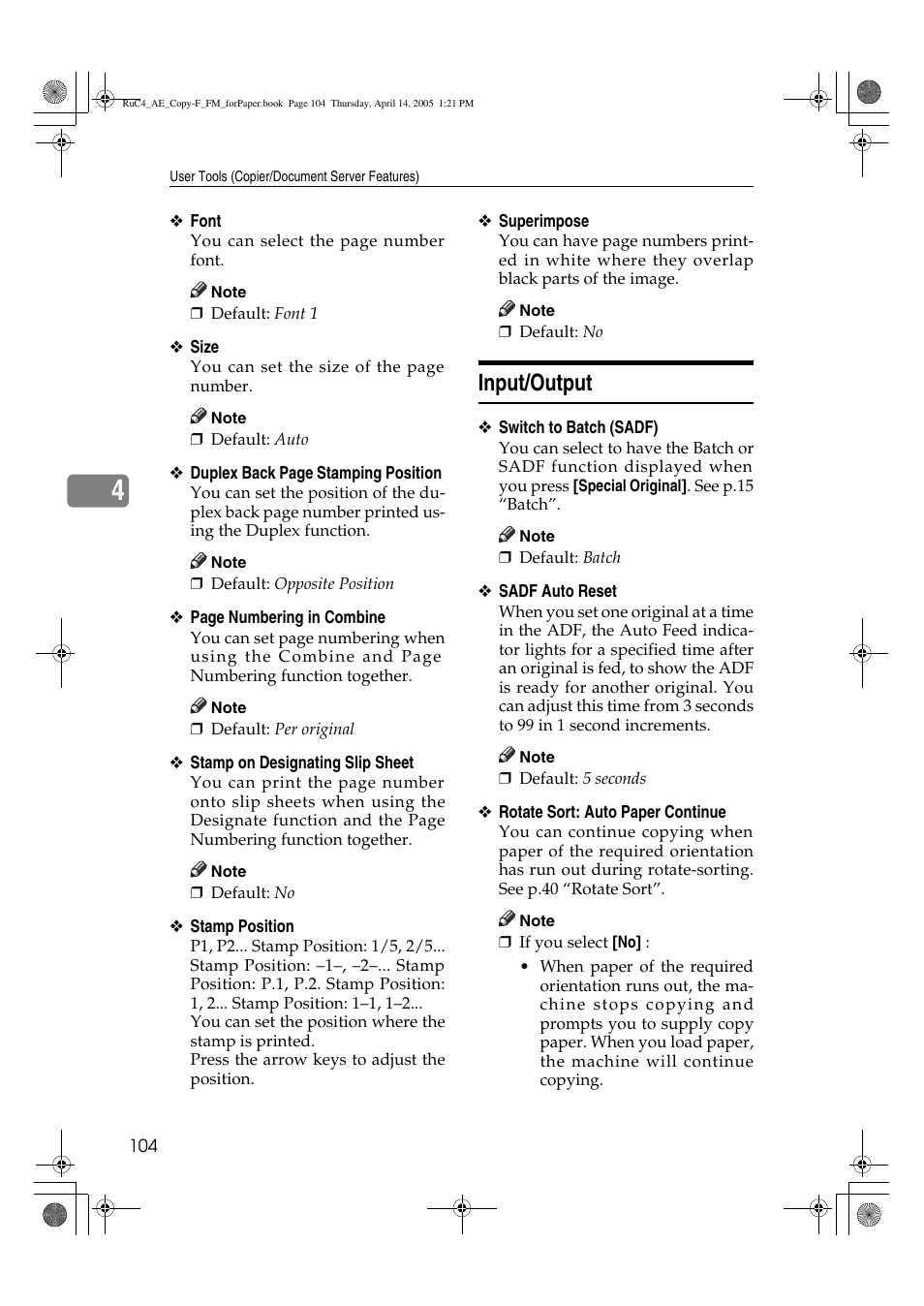 Input/output | Ricoh Aficio 3025 User Manual | Page 114 / 136