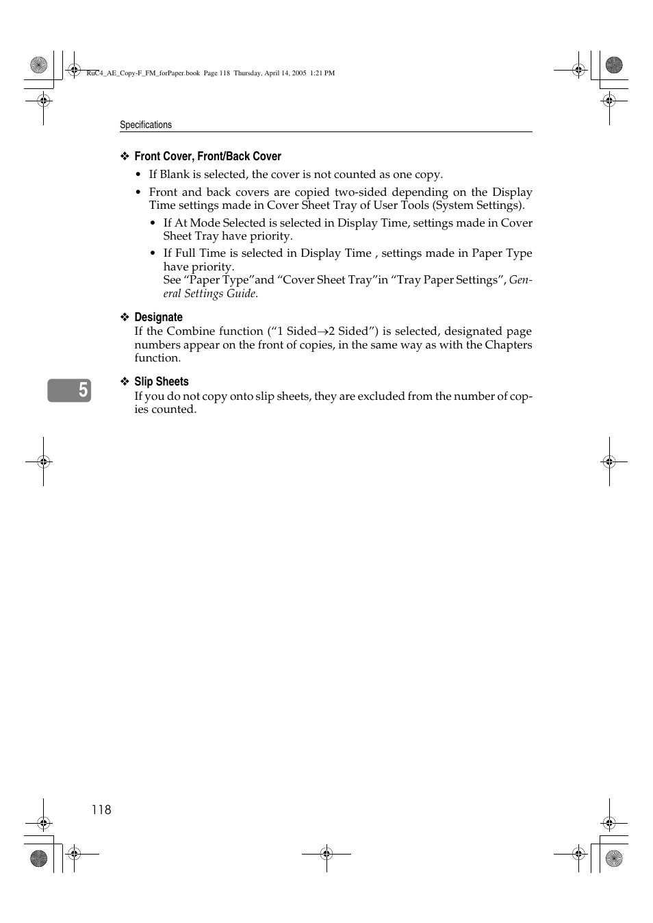 Ricoh Aficio 3025 User Manual | Page 128 / 136