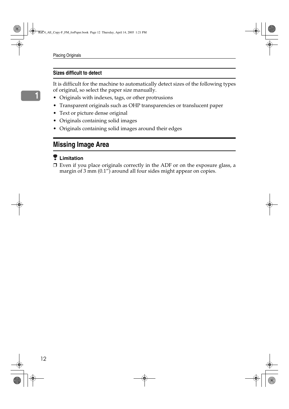 Missing image area | Ricoh Aficio 3025 User Manual | Page 22 / 136