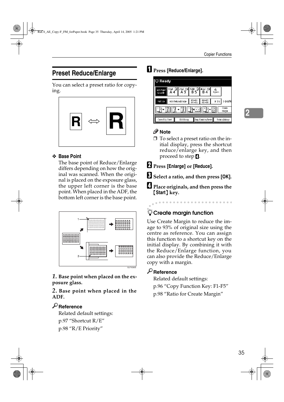 Preset reduce/enlarge | Ricoh Aficio 3025 User Manual | Page 45 / 136