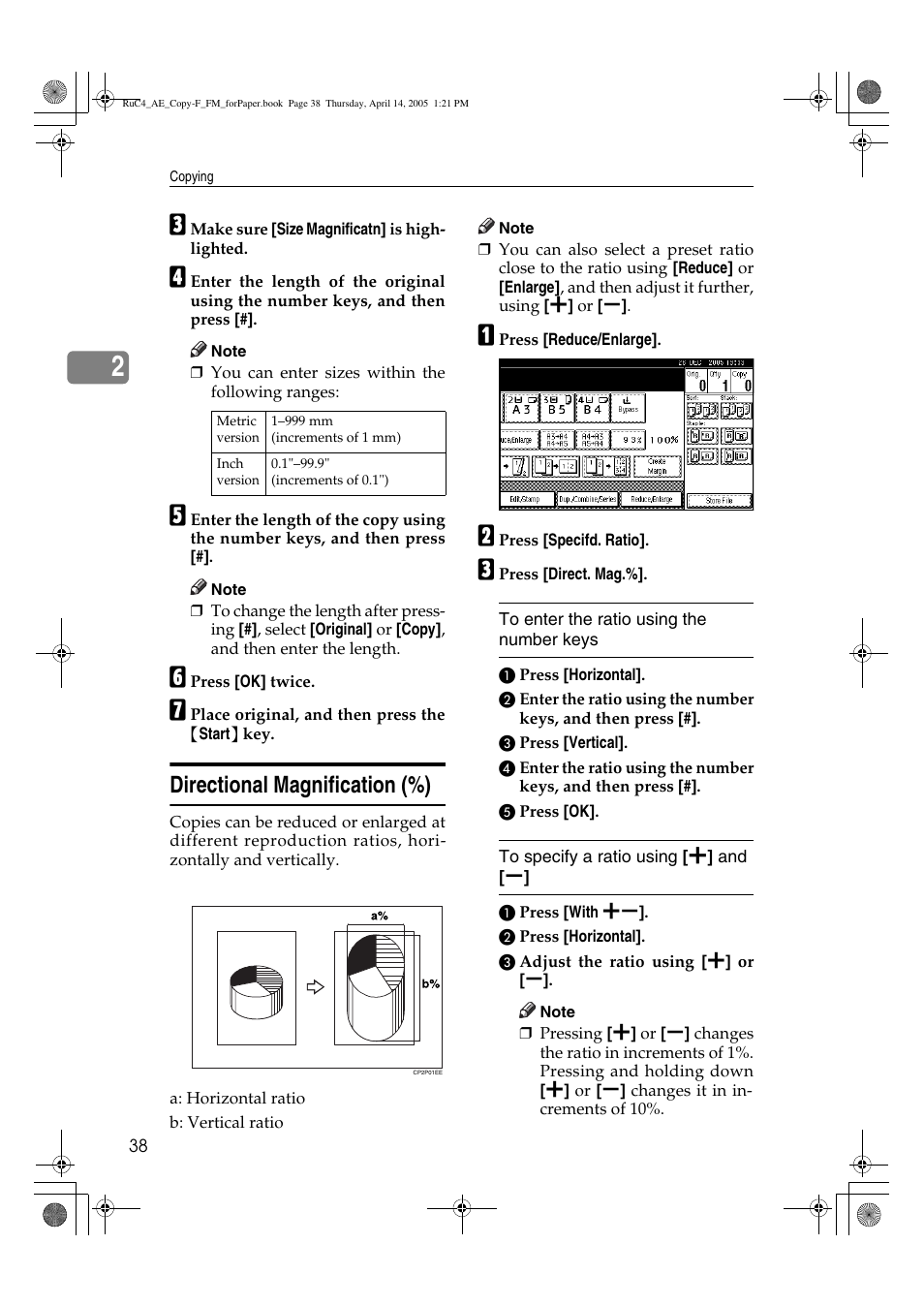 Directional magnification (%) | Ricoh Aficio 3025 User Manual | Page 48 / 136