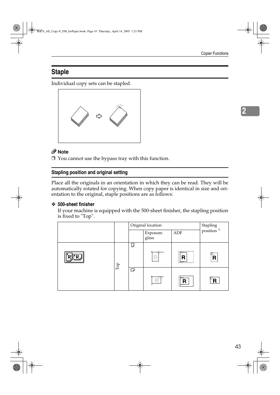 Staple | Ricoh Aficio 3025 User Manual | Page 53 / 136