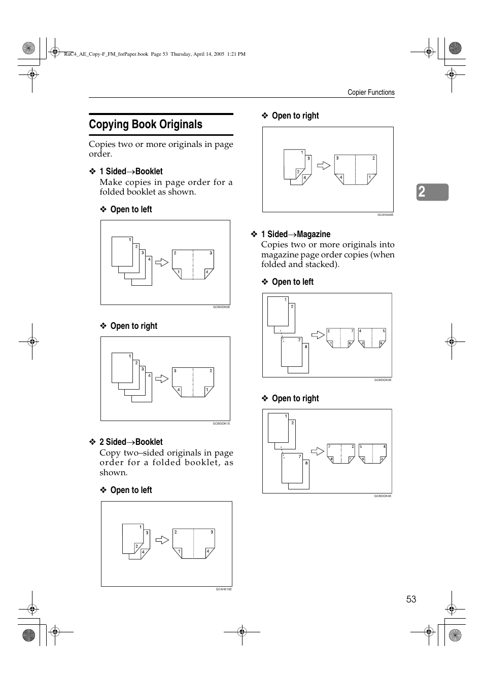 Copying book originals | Ricoh Aficio 3025 User Manual | Page 63 / 136