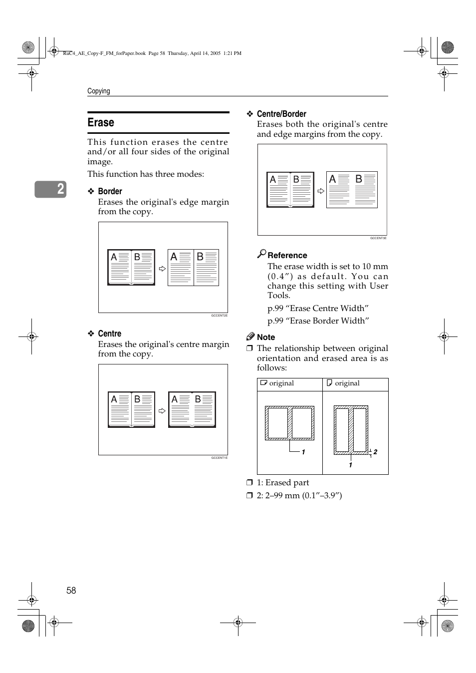 Erase | Ricoh Aficio 3025 User Manual | Page 68 / 136