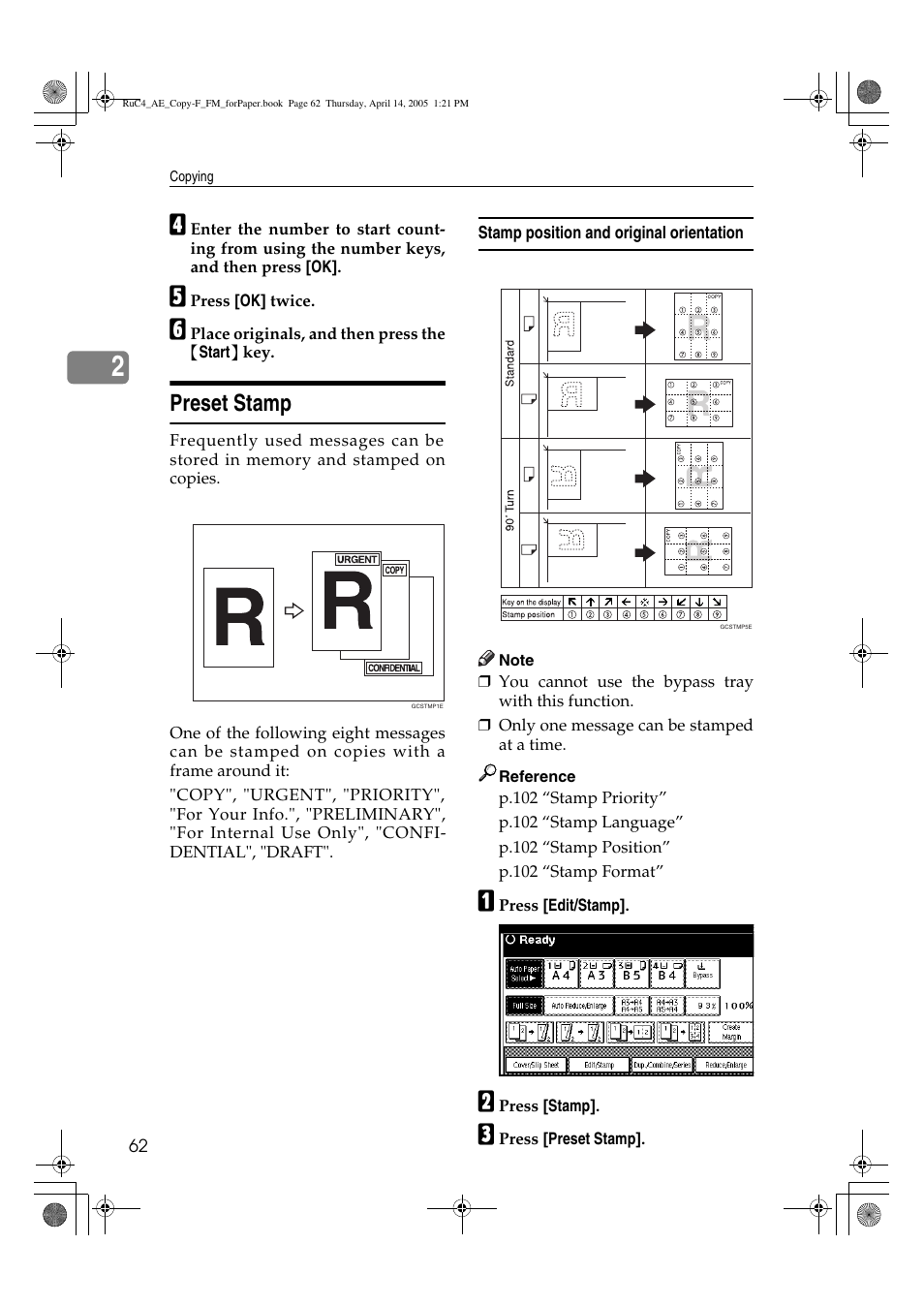 Preset stamp | Ricoh Aficio 3025 User Manual | Page 72 / 136