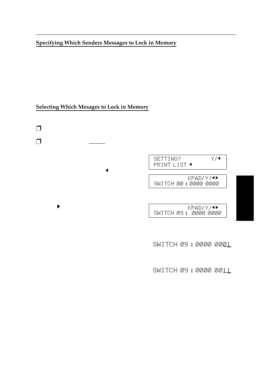 Selecting which mesages to lock in memory | Ricoh 2400L User Manual | Page 343 / 926