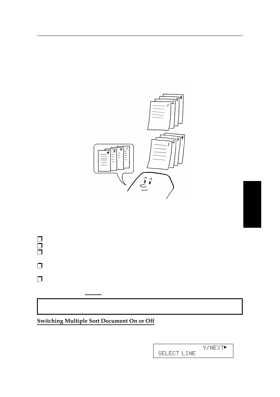 Switching multiple sort document on or off | Ricoh 2400L User Manual | Page 359 / 926