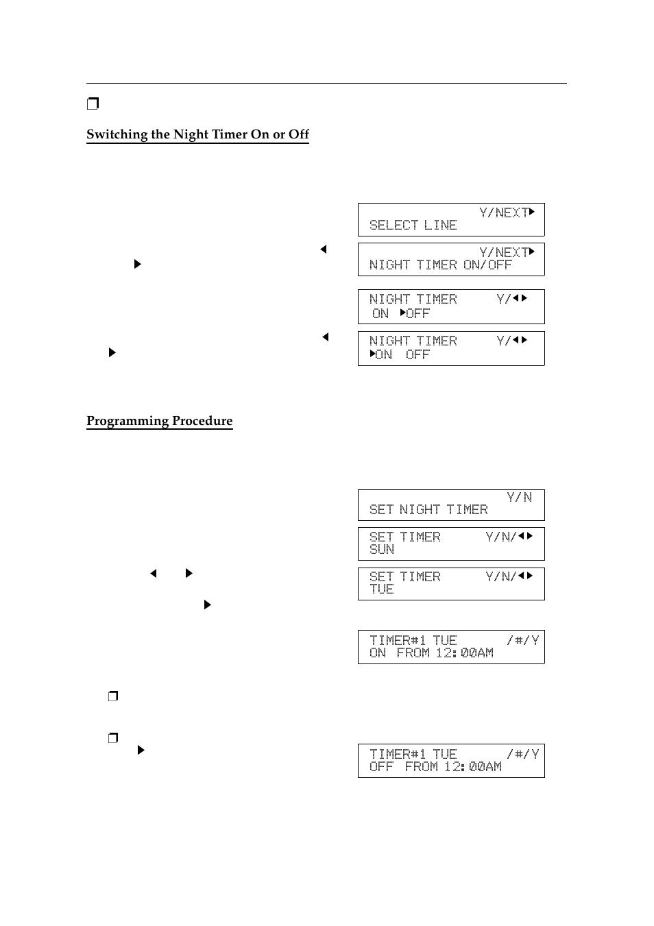 Switching the night timer on or off, Programming procedure | Ricoh 2400L User Manual | Page 380 / 926