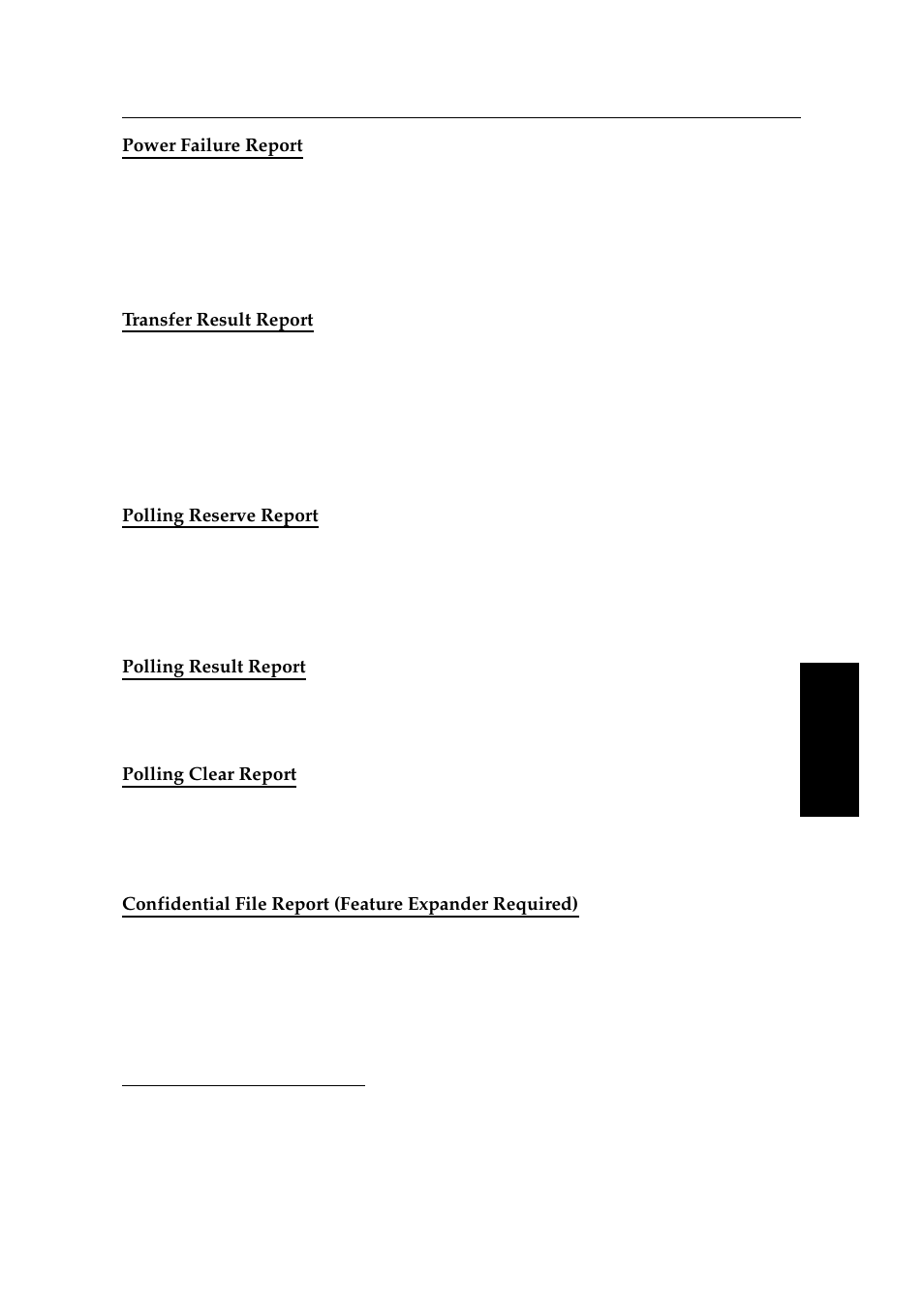 Power failure report, Transfer result report, Polling reserve report | Polling result report, Polling clear report | Ricoh 2400L User Manual | Page 389 / 926