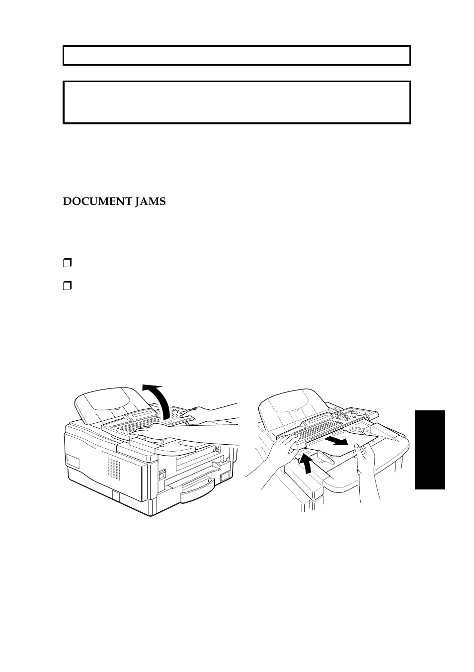 Solving problems, Document jams, Clearing a document jam | Document jams clearing a document jam | Ricoh 2400L User Manual | Page 415 / 926